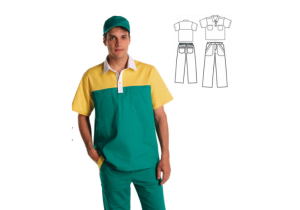 Jaleco curto, manga curta e pólo e com 2 bolsos masculino